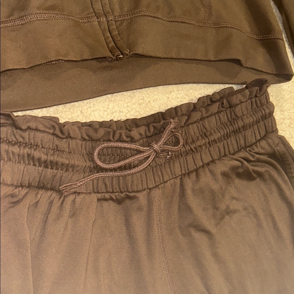 Dark Brown Tracksuit Set Jogger Sweatpants Hoodie matching claw clip - Picture 7 of 10